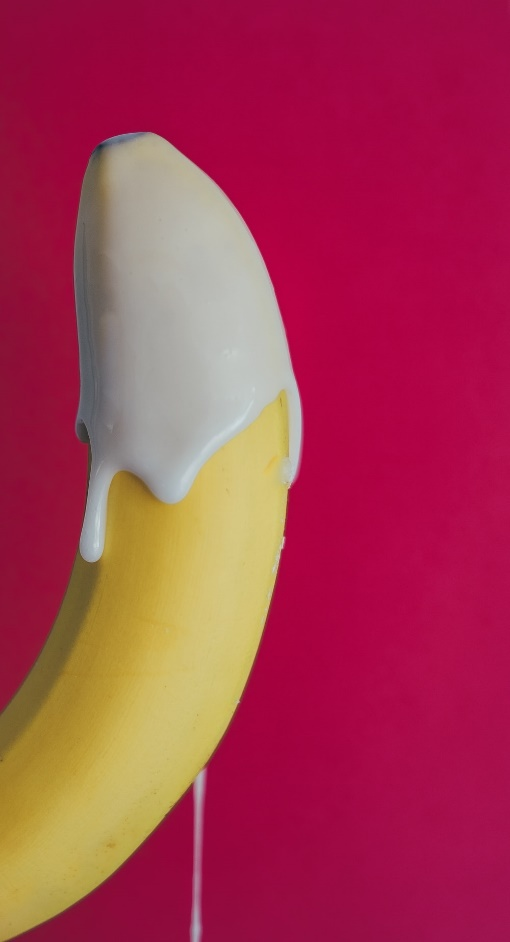 cream dripping off a banana